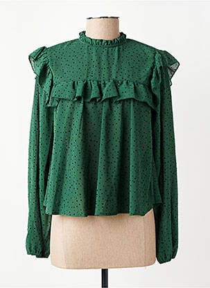 Blouse fermeture boutonnée au dos manches longues vert SCHOOL RAG femme