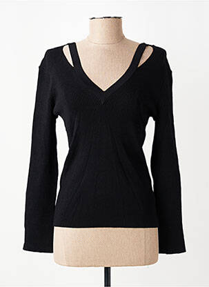 Pull col v manches longues noir SUNCOO femme