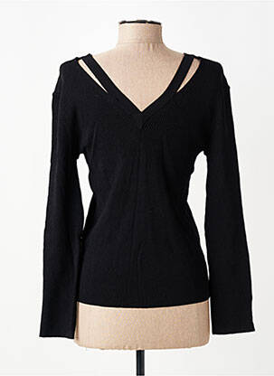 Pull col v manches longues noir SUNCOO femme