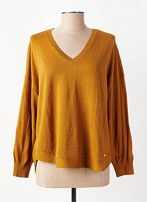 Pull coupe droite manches longues jaune INDI & COLD femme