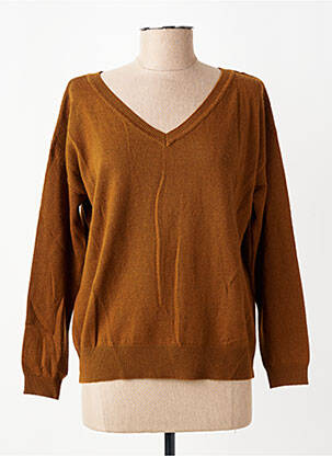 Pull col v manches longues marron SCHOOL RAG femme
