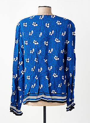 Chemisier tissage crêpe manches longues bleu SUNCOO femme