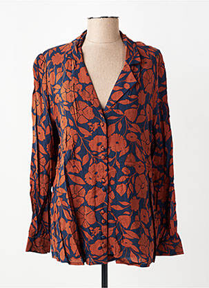 Chemisier imprimé fleurs manches longues bleu KANOPE femme