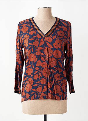 Top coupe cintrée manches 3/4 bleu KANOPE femme