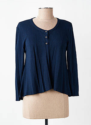 Sous-pull tissage côtelé manches 3/4 bleu RINASCIMENTO femme