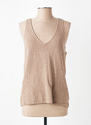 Pull tissage chiné sans manche marron YERSE femme