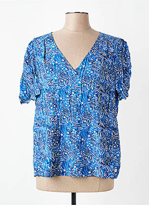Blouse tissage popeline manches courtes bleu LOLA ESPELETA femme