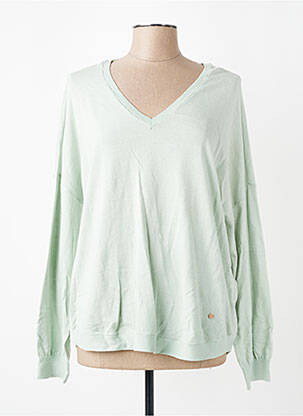 Pull col v manches longues vert INDI & COLD femme