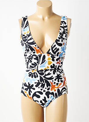 Maillot de bain 1 pièce imprimé fantaisie noir SUNCOO femme