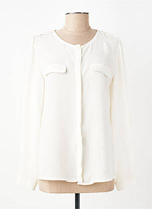 Chemisier tissage crêpe manches longues beige VIRGINIA HILL femme