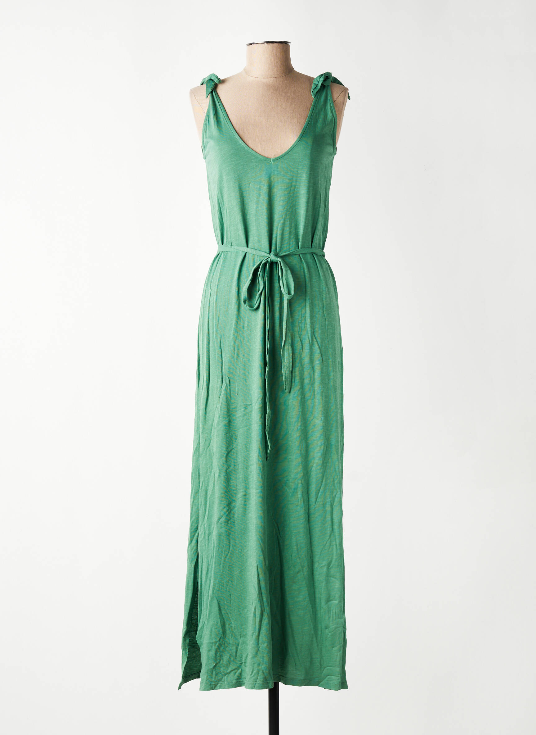 Robe longue sans manche sans manche vert INDI & COLD femme
