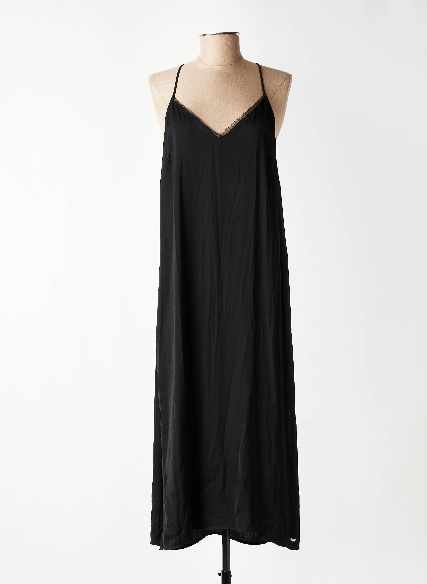 Robe mi-longue coupe fluide fines bretelles noir LPB LES PETITES BOMBES  femme