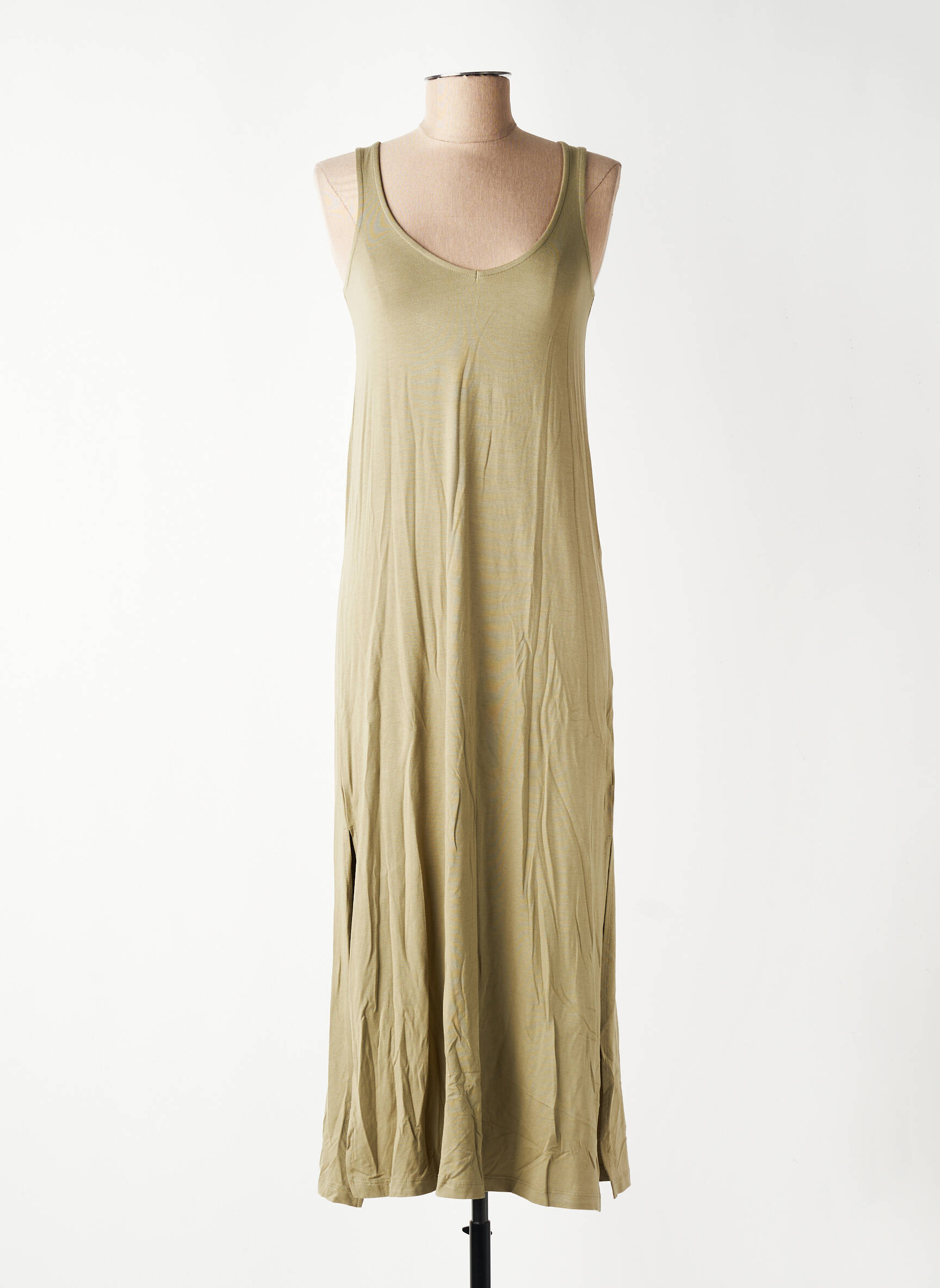 Robe mi-longue sans manche sans manche vert YERSE femme