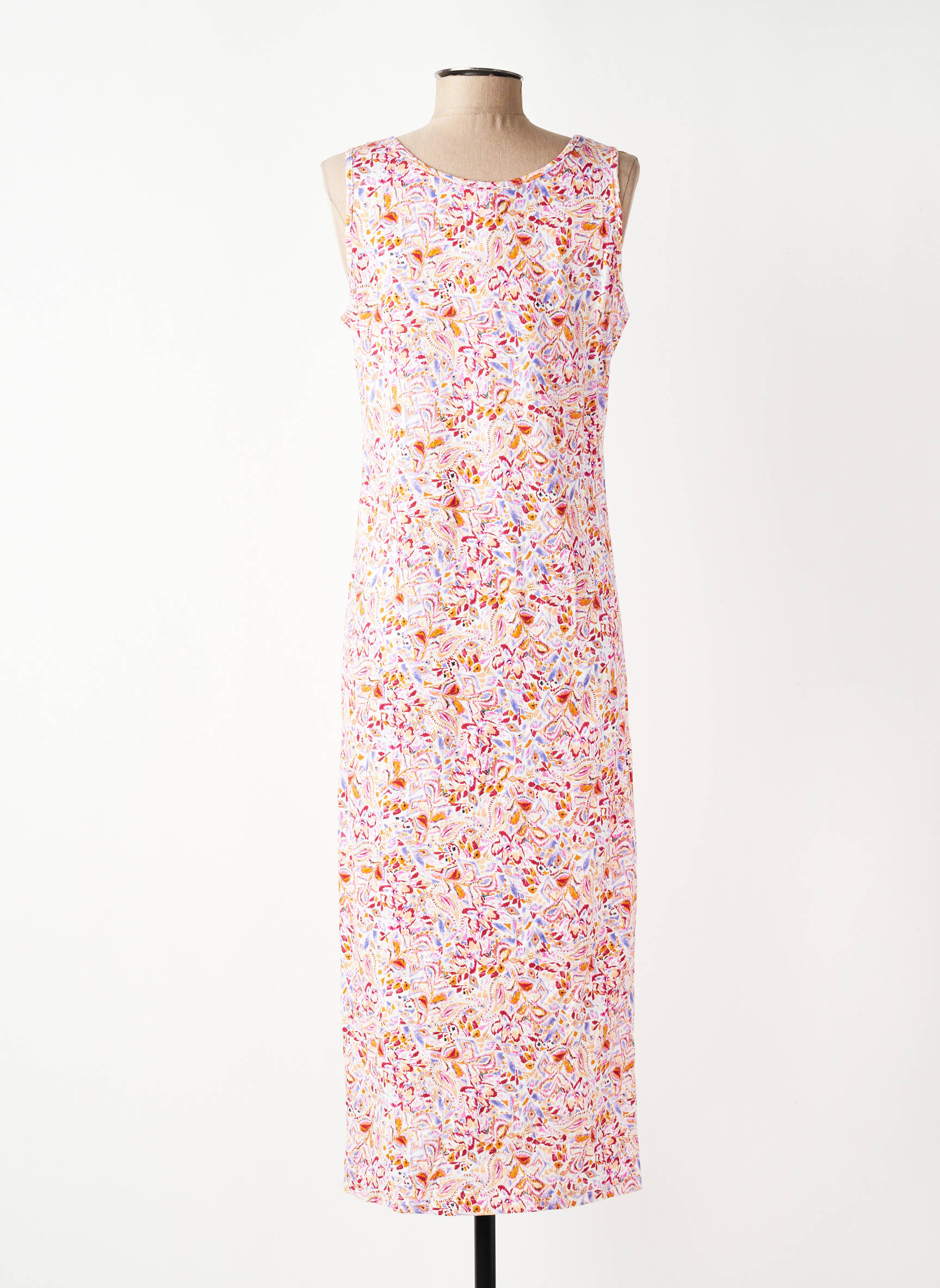 Robe longue imprimé fantaisie sans manche rouge RUE MAZARINE femme