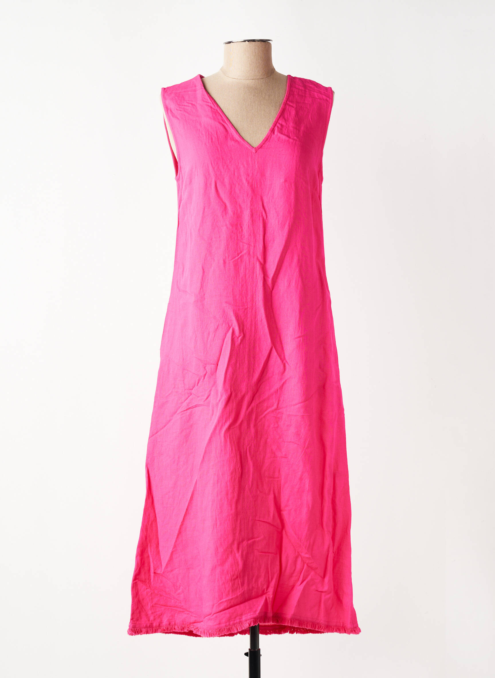 Robe mi-longue sans manche sans manche rose VAN-DOS femme