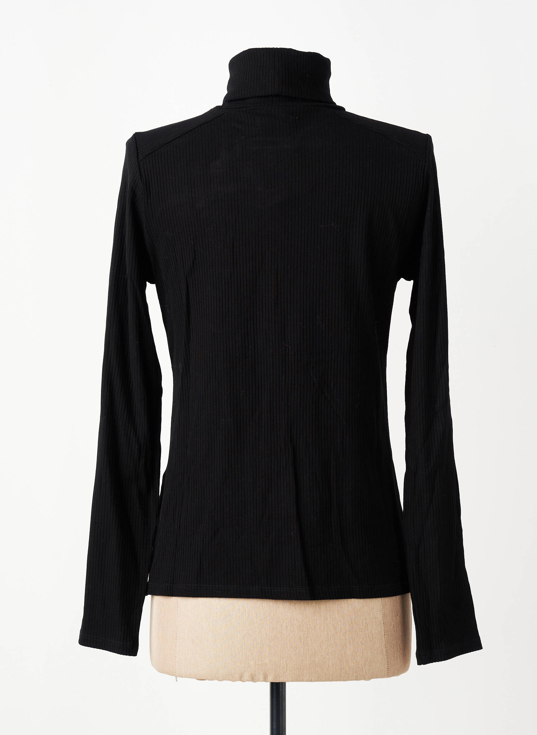 Pull col roulé coupe ajustée manches longues noir KANOPE femme