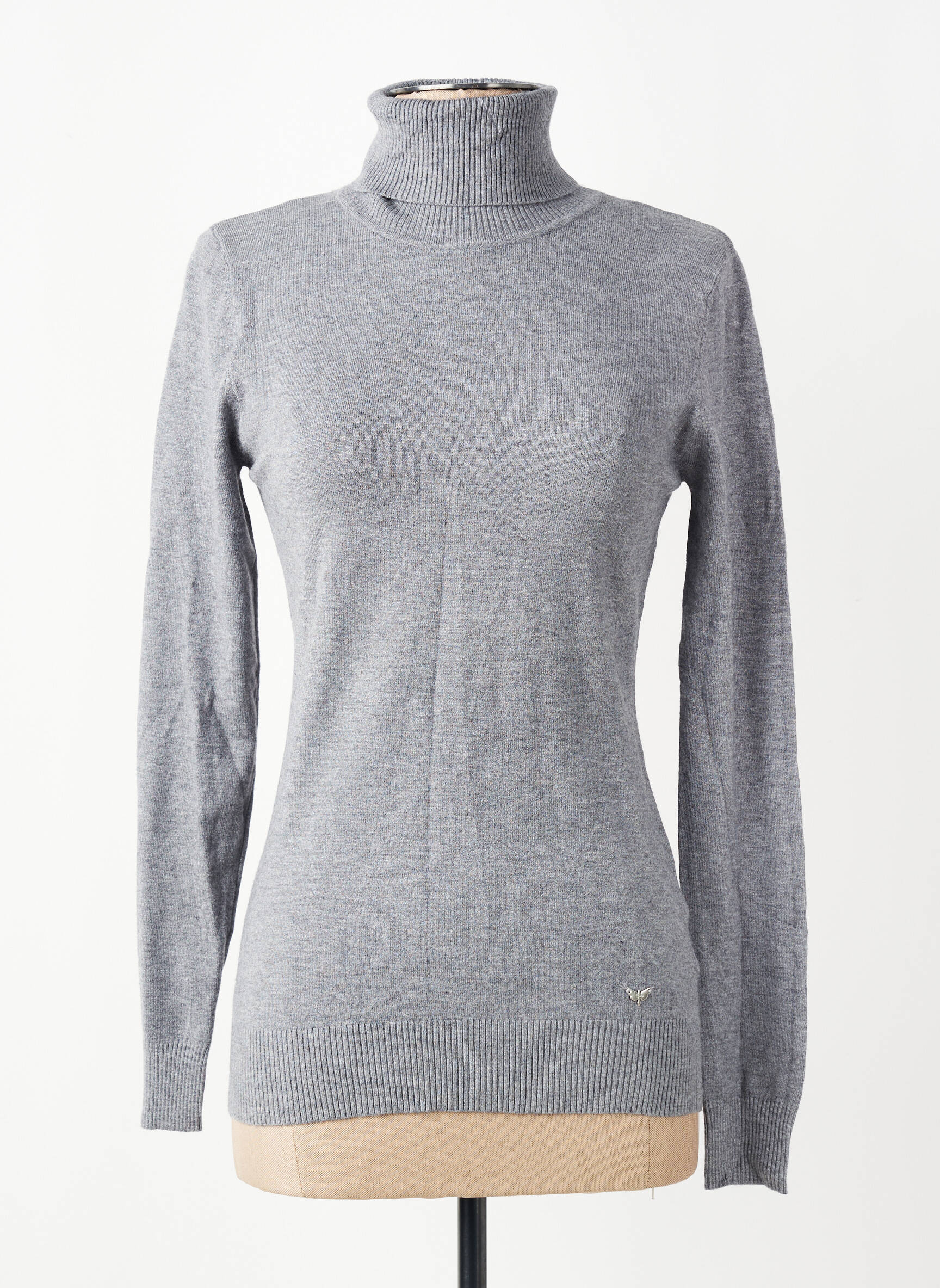 Pull col roulé tissage chiné manches longues gris LPB LES PETITES BOMBES  femme