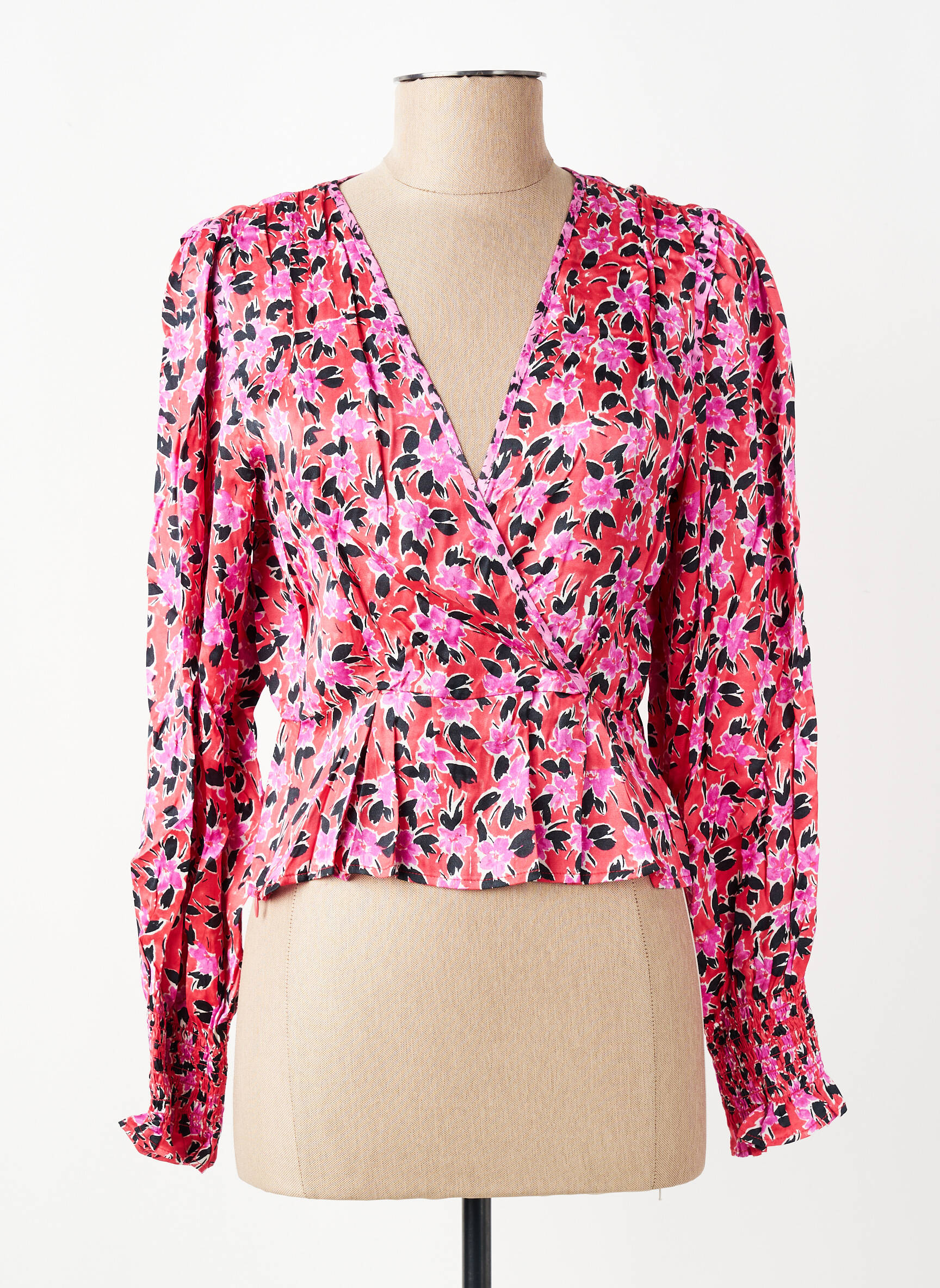 Blouse imprimé fleurs manches longues rose SUNCOO femme