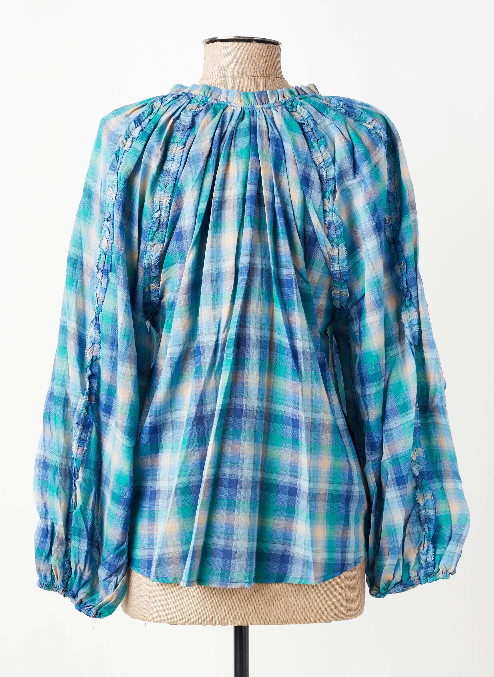 Blouse légère et transparente manches longues bleu RUE MAZARINE femme