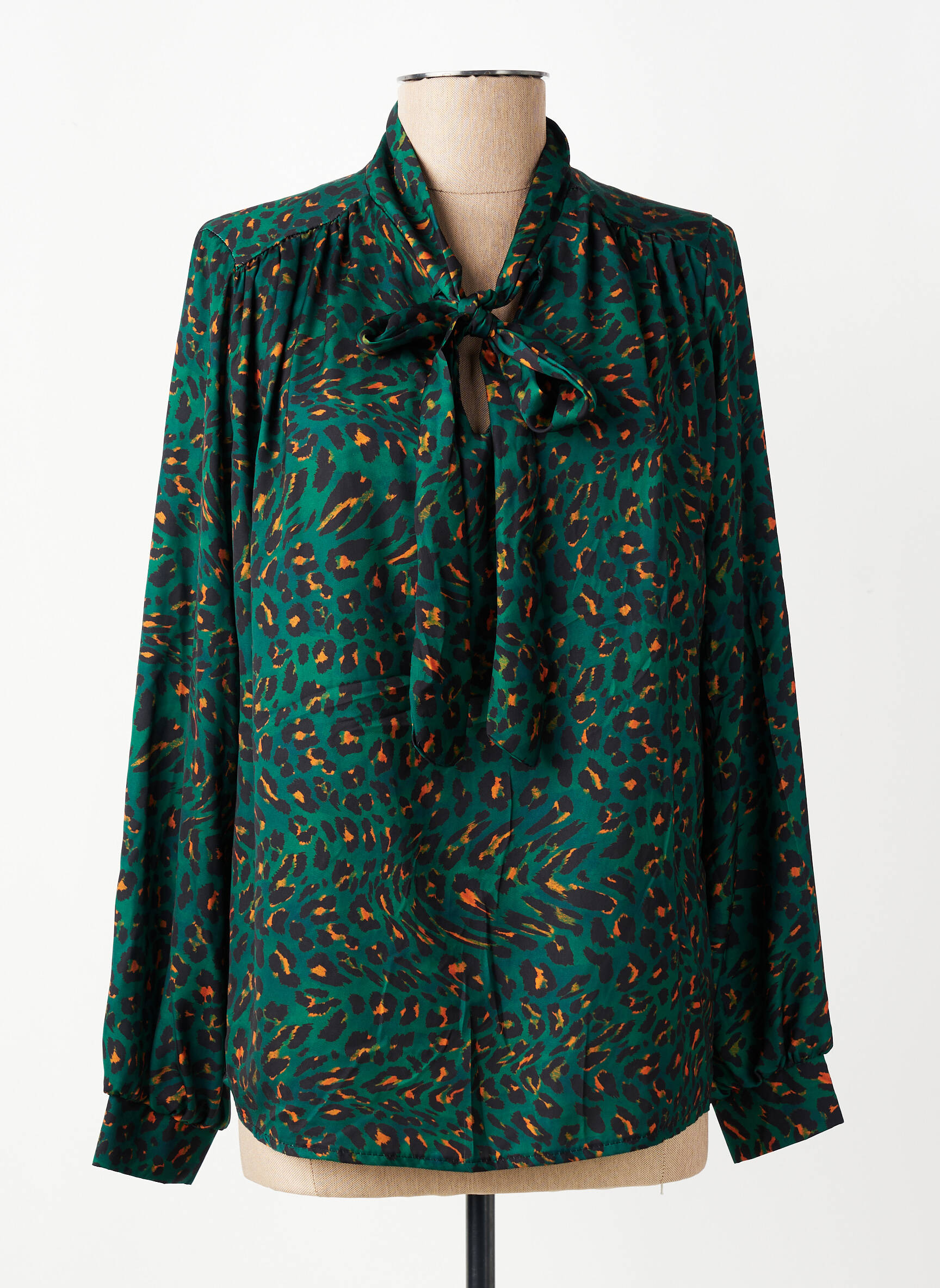 Blouse tissage popeline manches longues vert AMELIE & AMELIE femme
