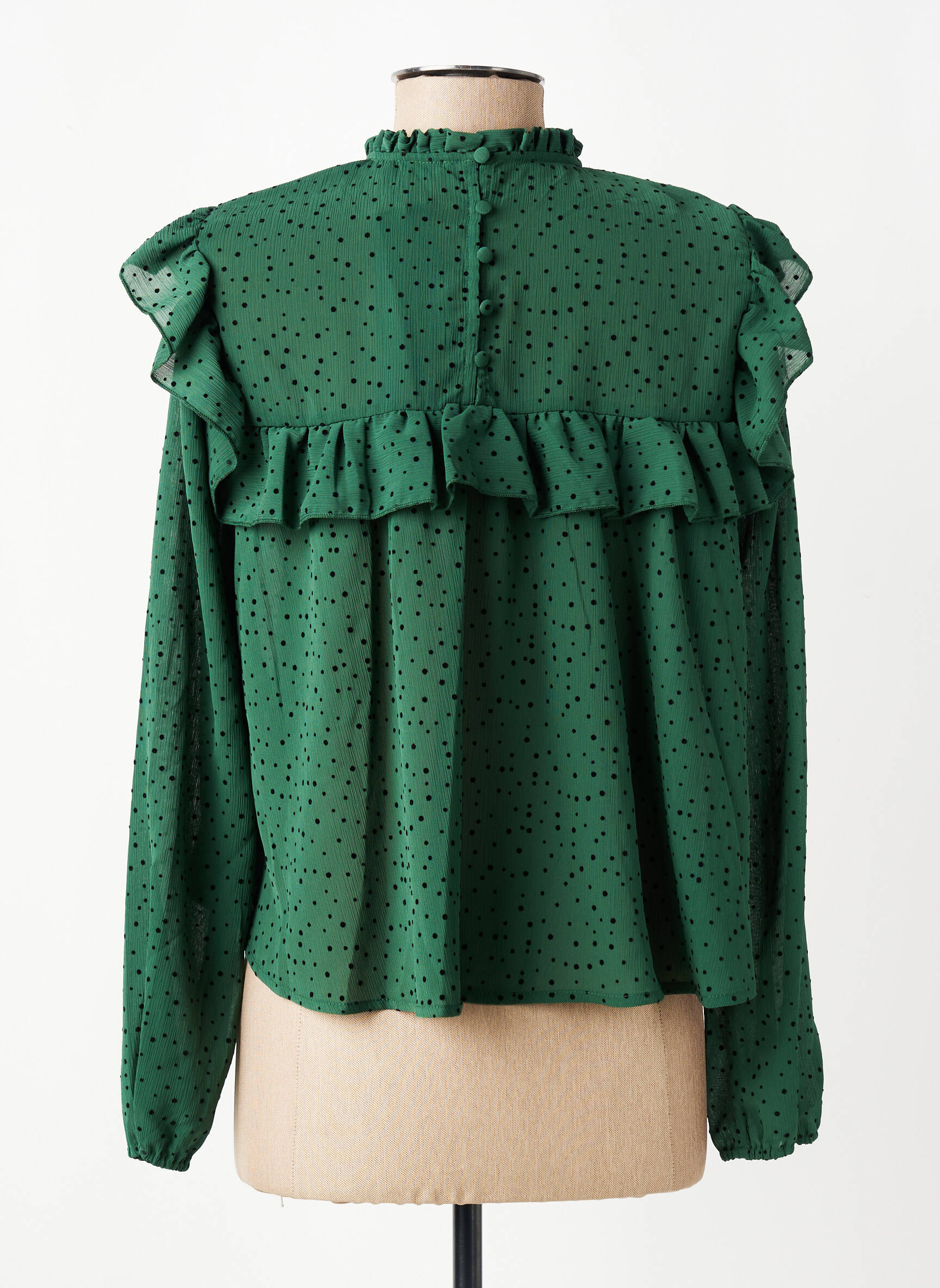 Blouse fermeture boutonnée au dos manches longues vert SCHOOL RAG femme