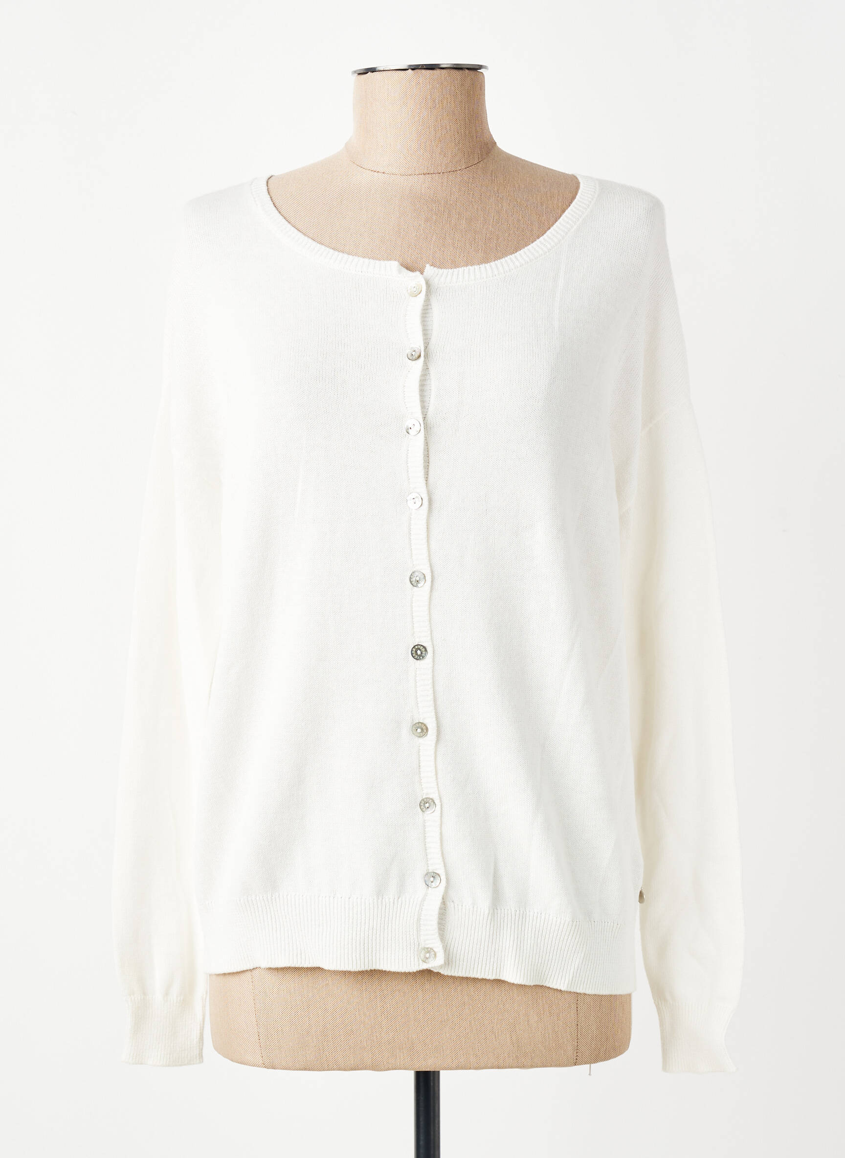 Gilet manches longues col rond blanc YERSE femme