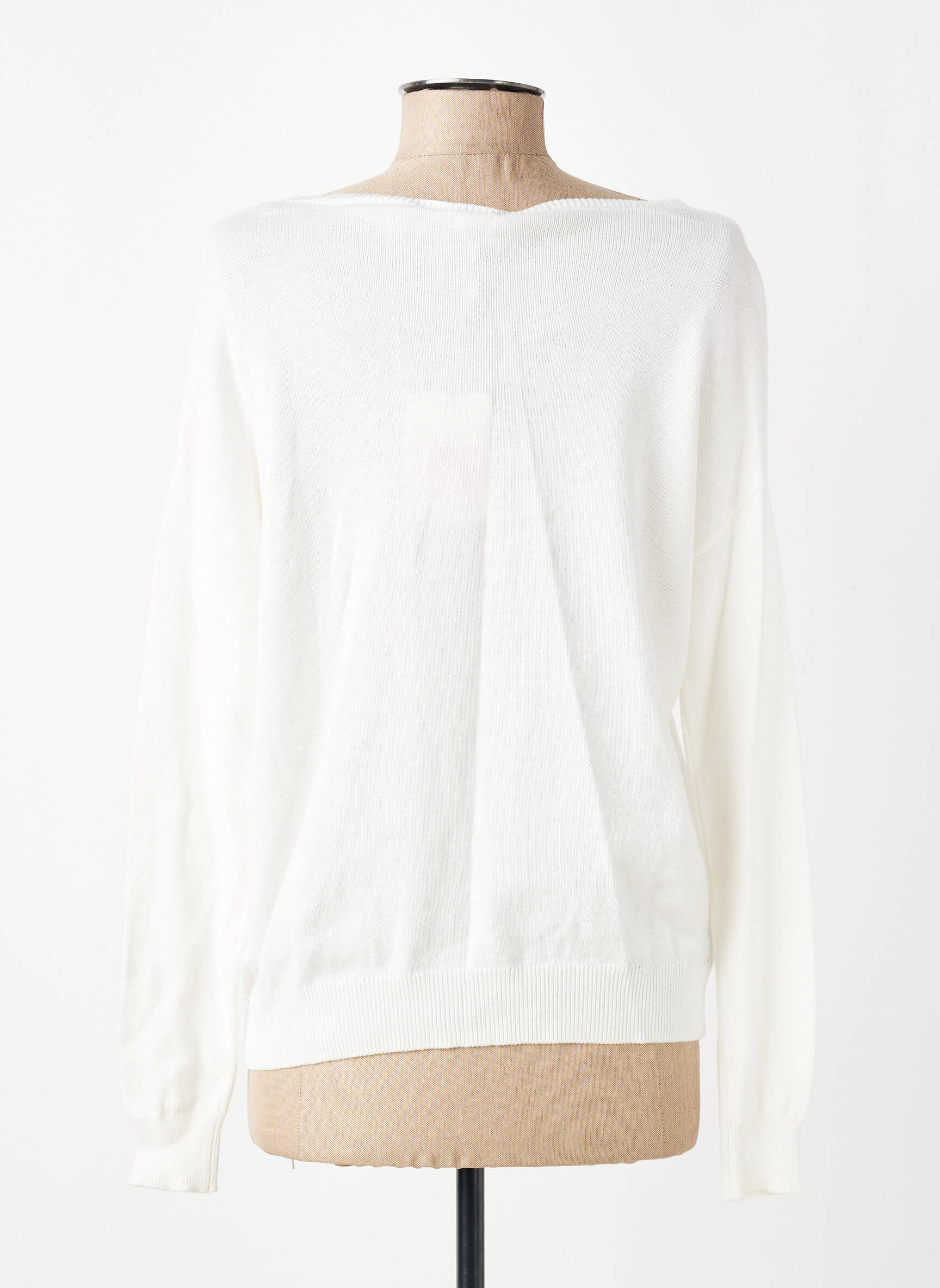 Gilet manches longues col rond blanc YERSE femme