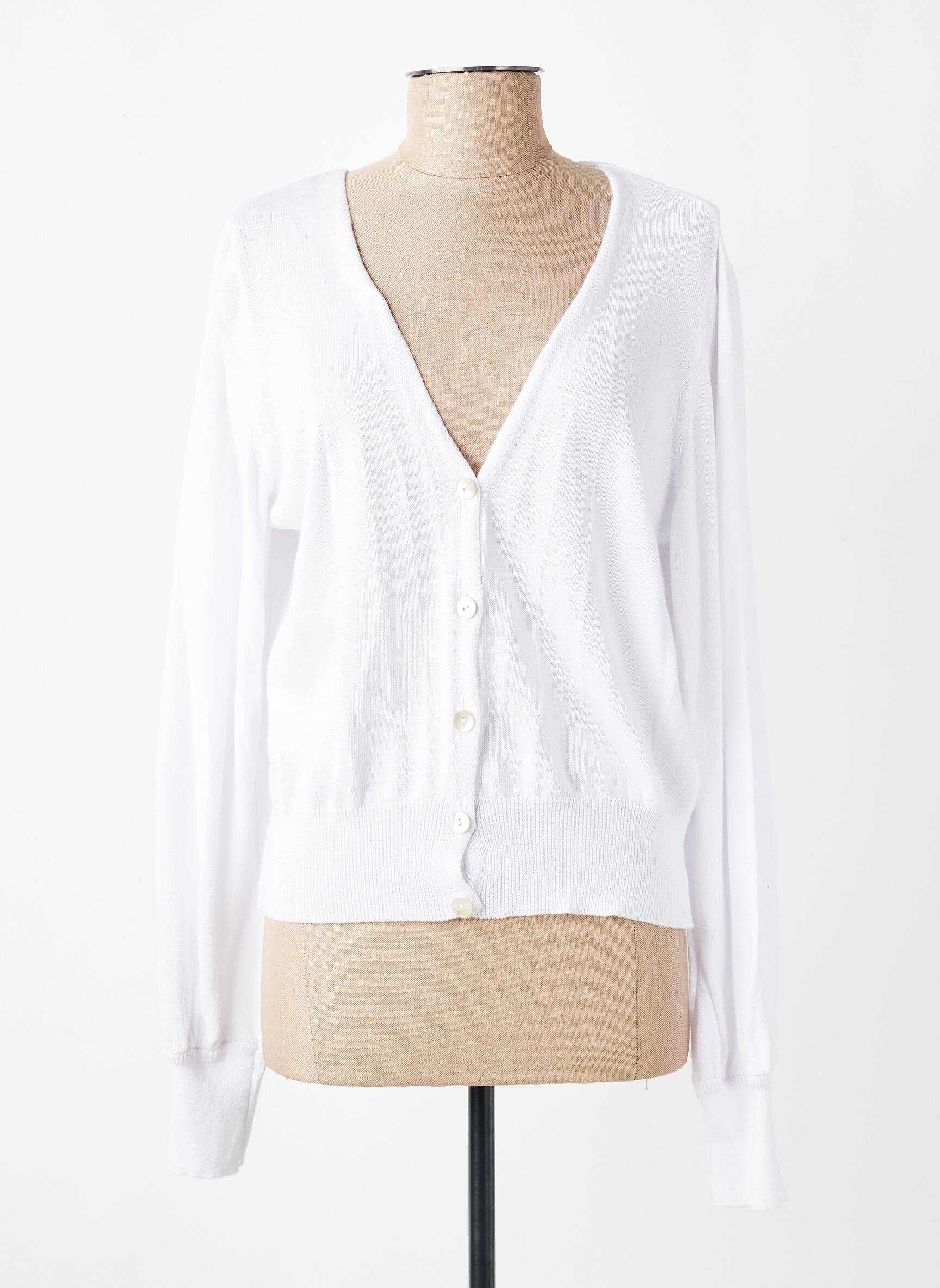 Gilet manches longues resserrée sur le bas blanc AMELIE & AMELIE femme