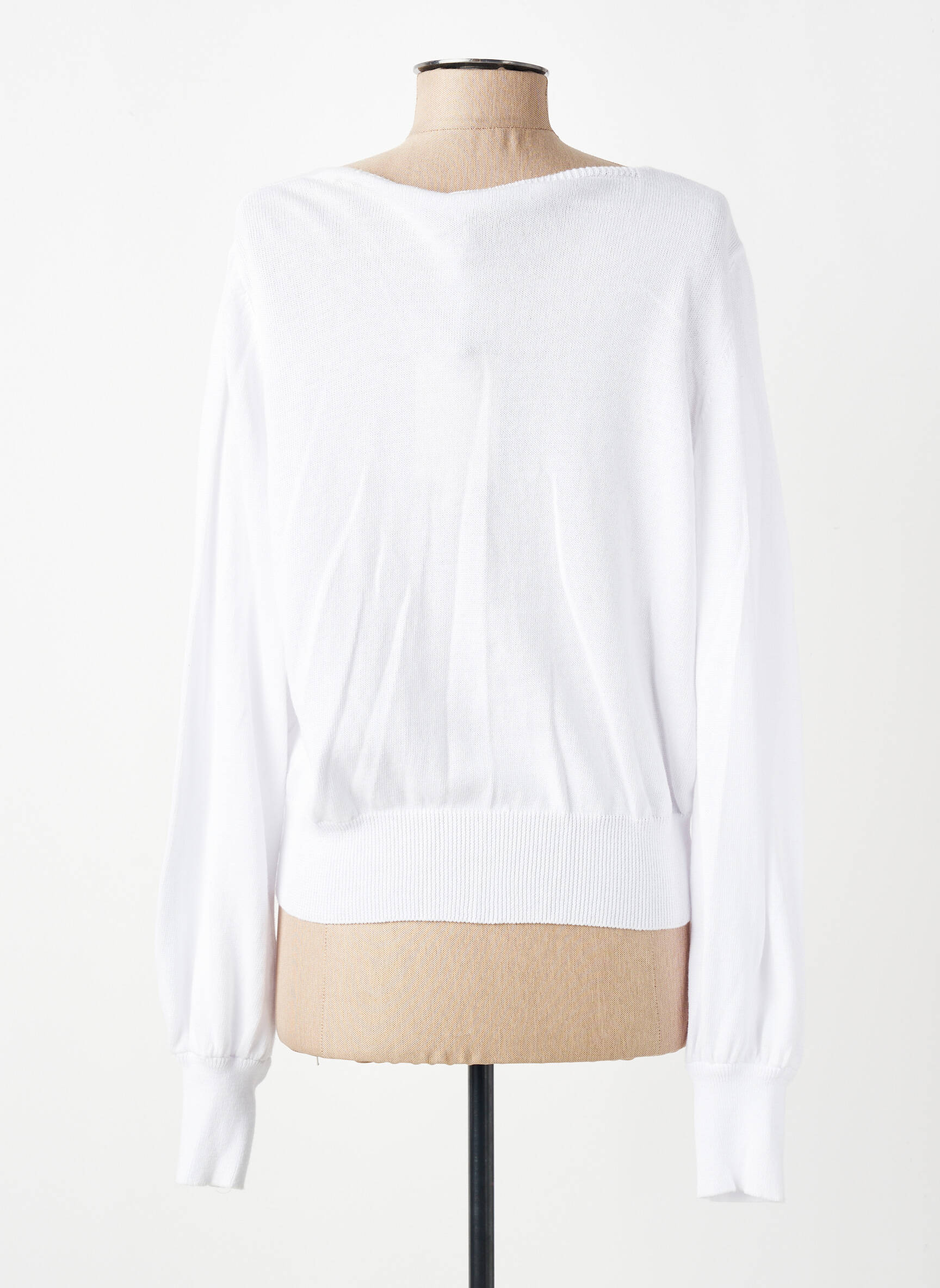 Gilet manches longues resserrée sur le bas blanc AMELIE & AMELIE femme