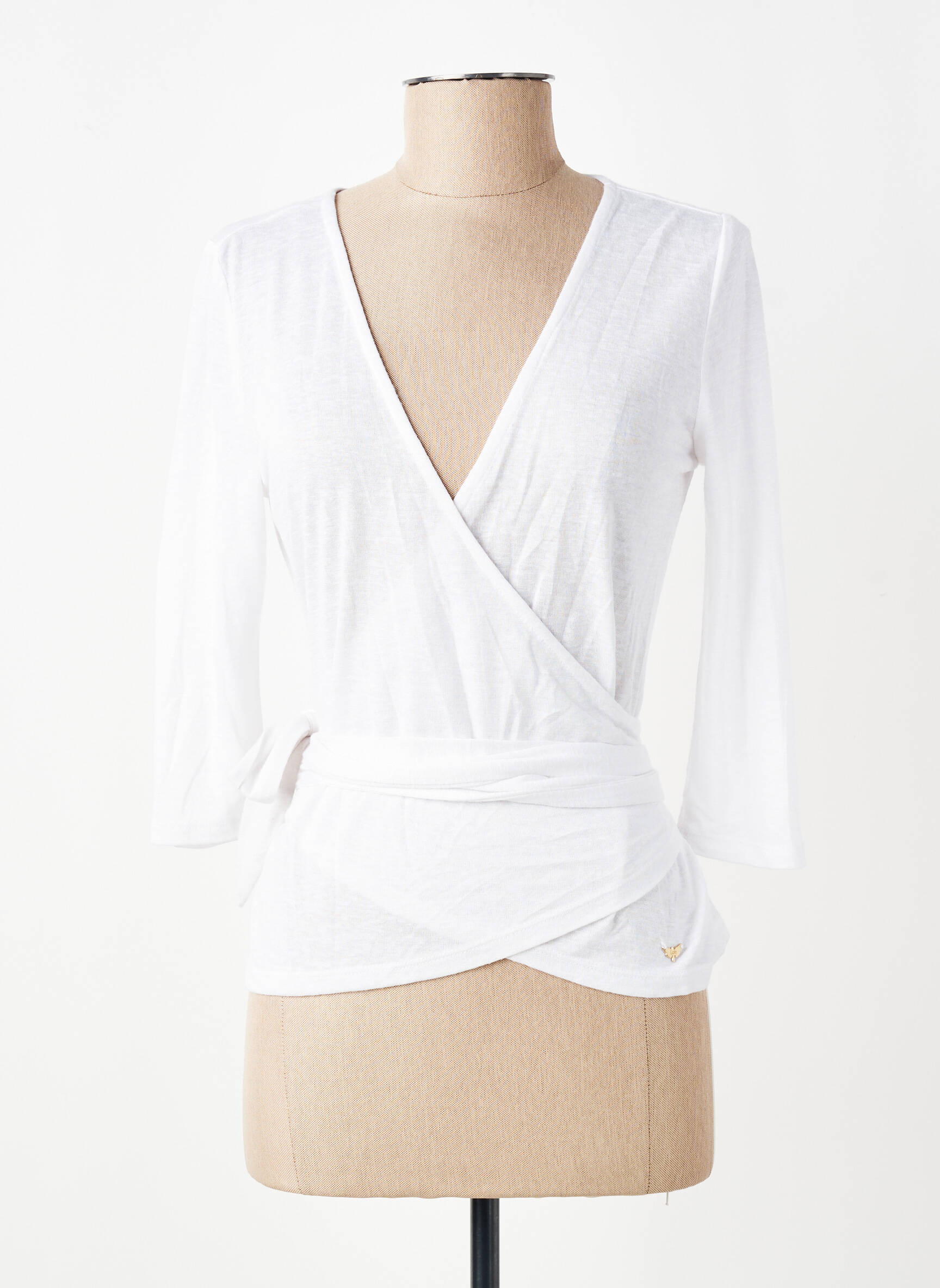 Gilet cache-cœur manches 3/4 blanc LPB LES PETITES BOMBES  femme