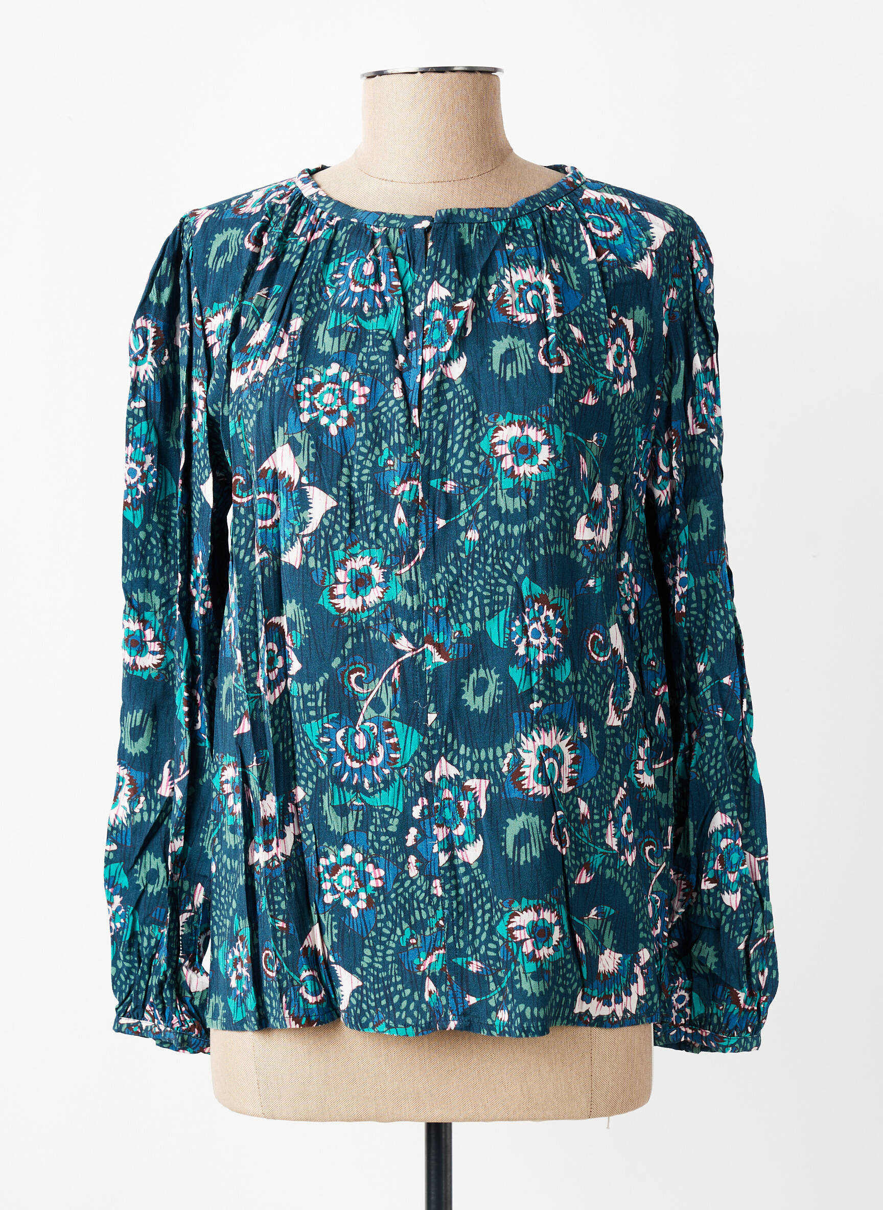 Blouse imprimé fleurs manches longues vert SUNCOO femme