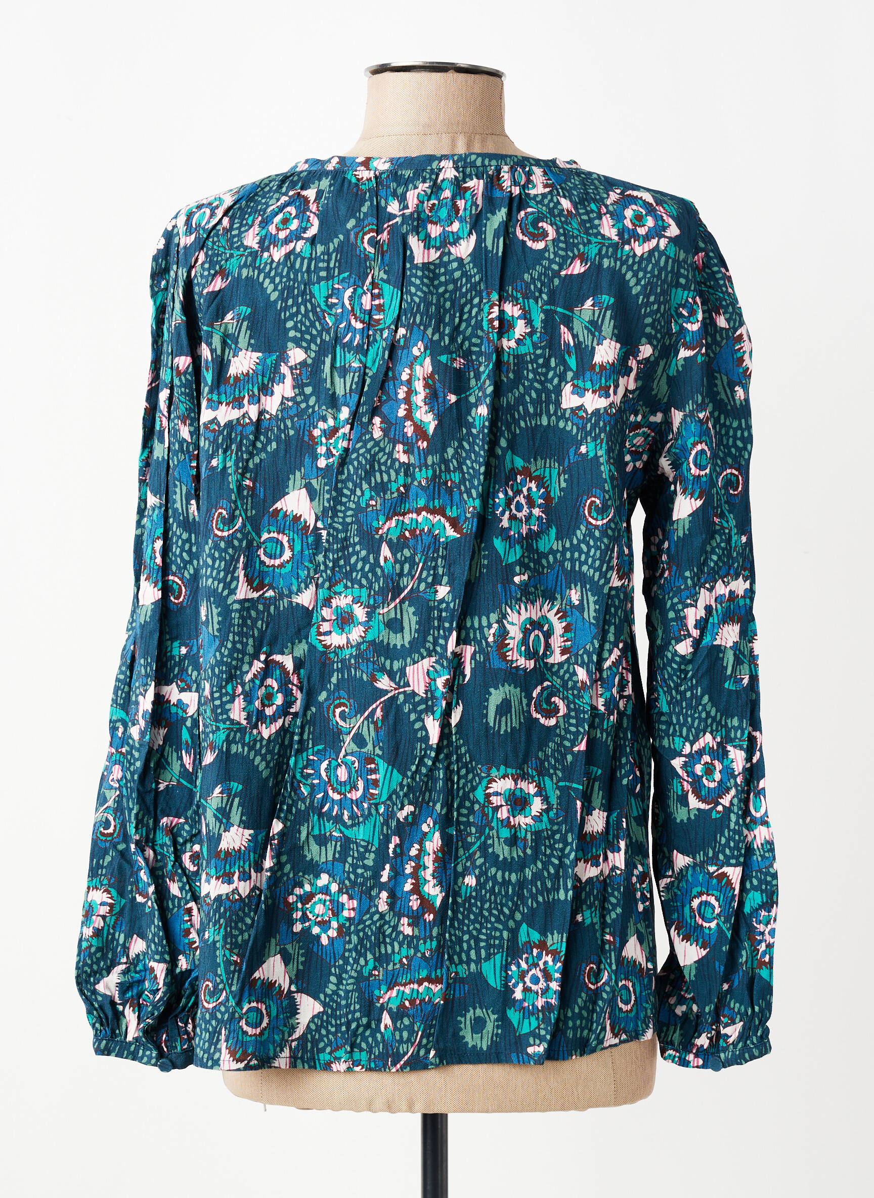 Blouse imprimé fleurs manches longues vert SUNCOO femme