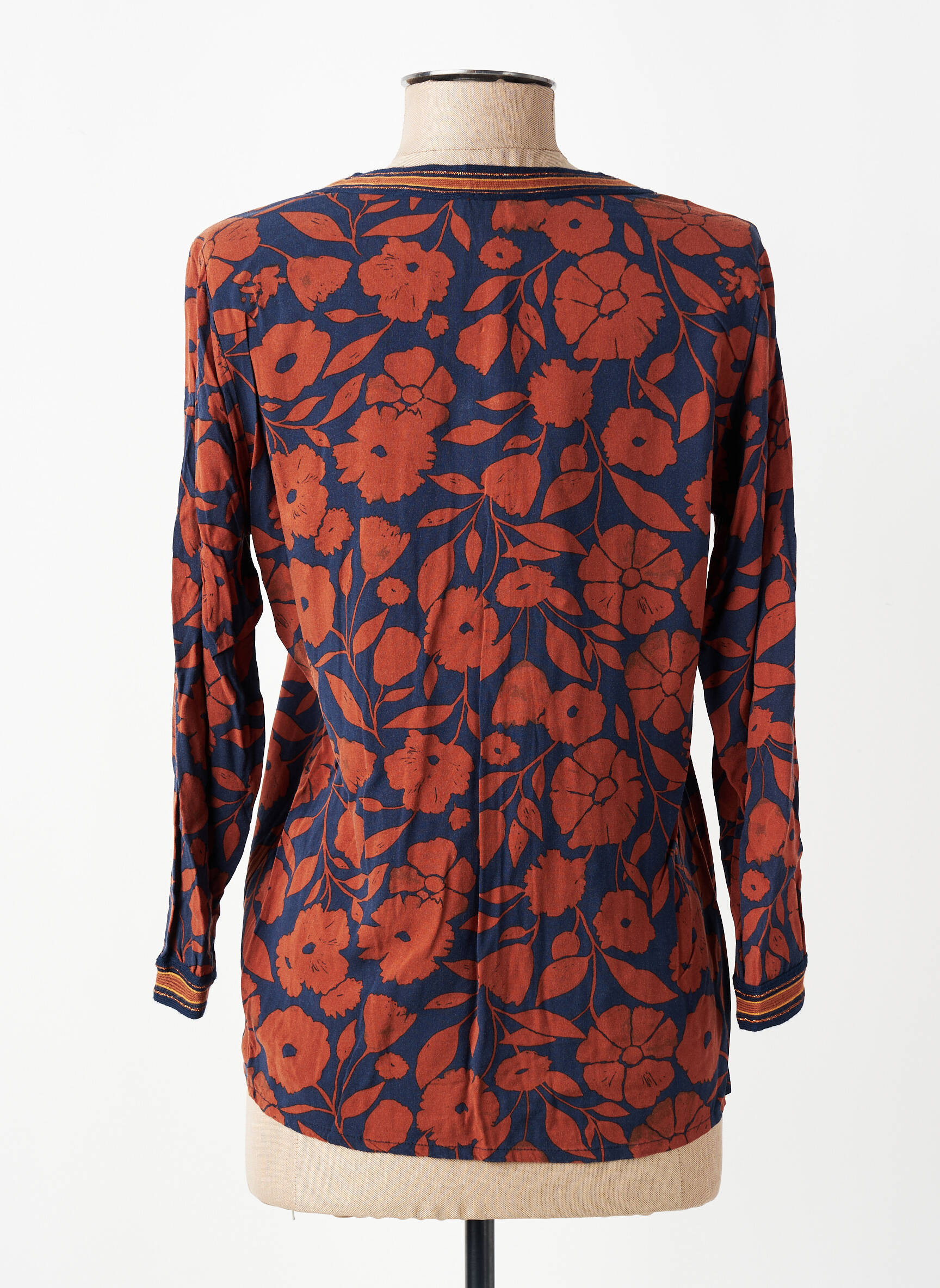 Top coupe cintrée manches 3/4 bleu KANOPE femme
