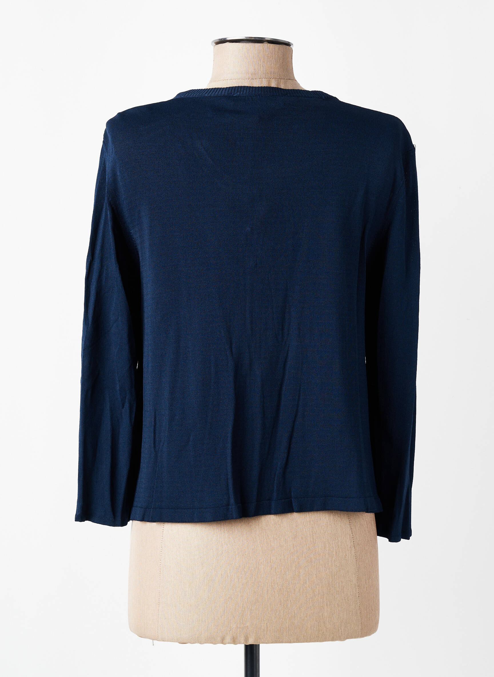 Sous-pull tissage côtelé manches 3/4 bleu RINASCIMENTO femme
