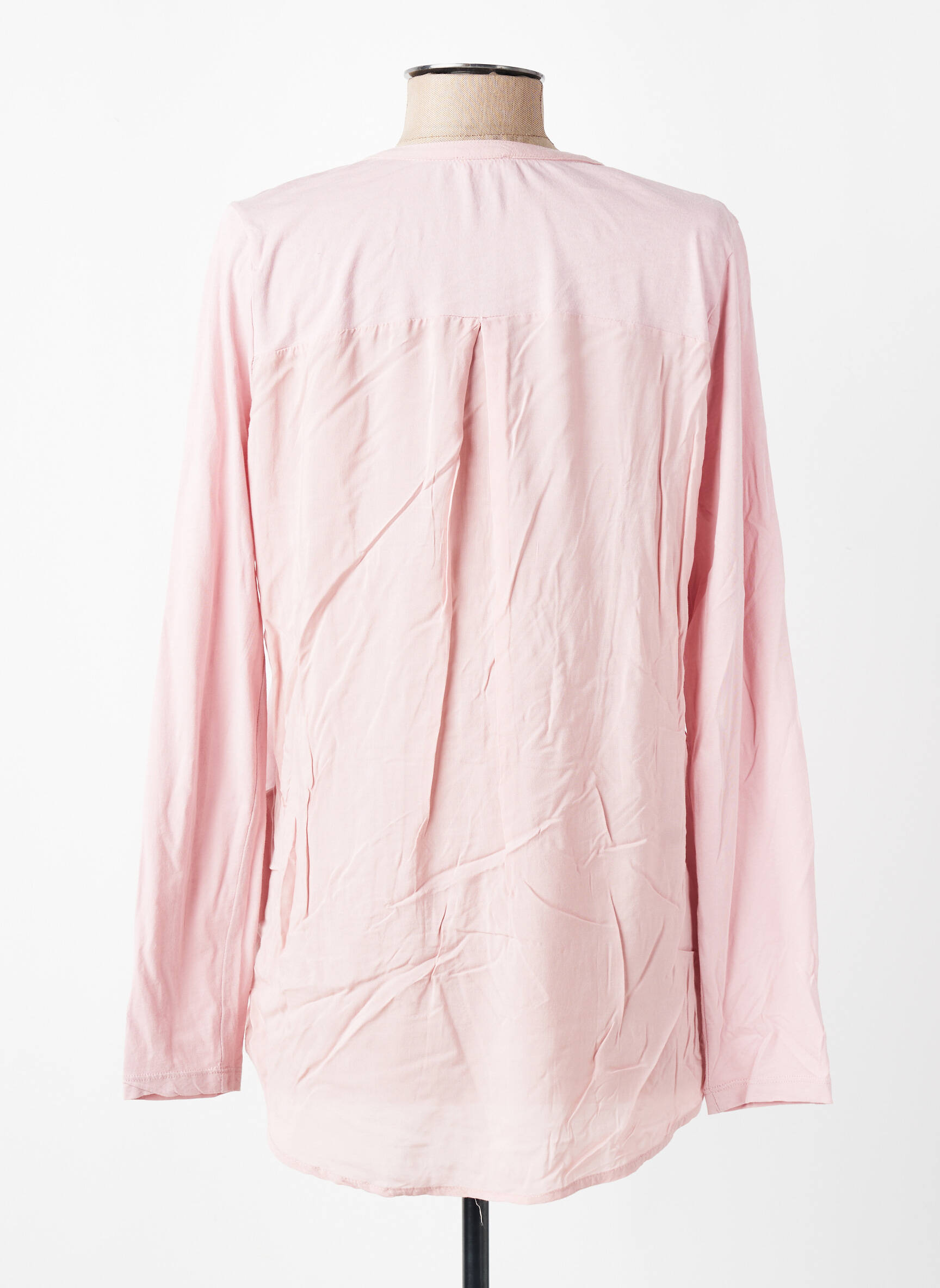 Blouse tissage popeline manches longues rose YERSE femme