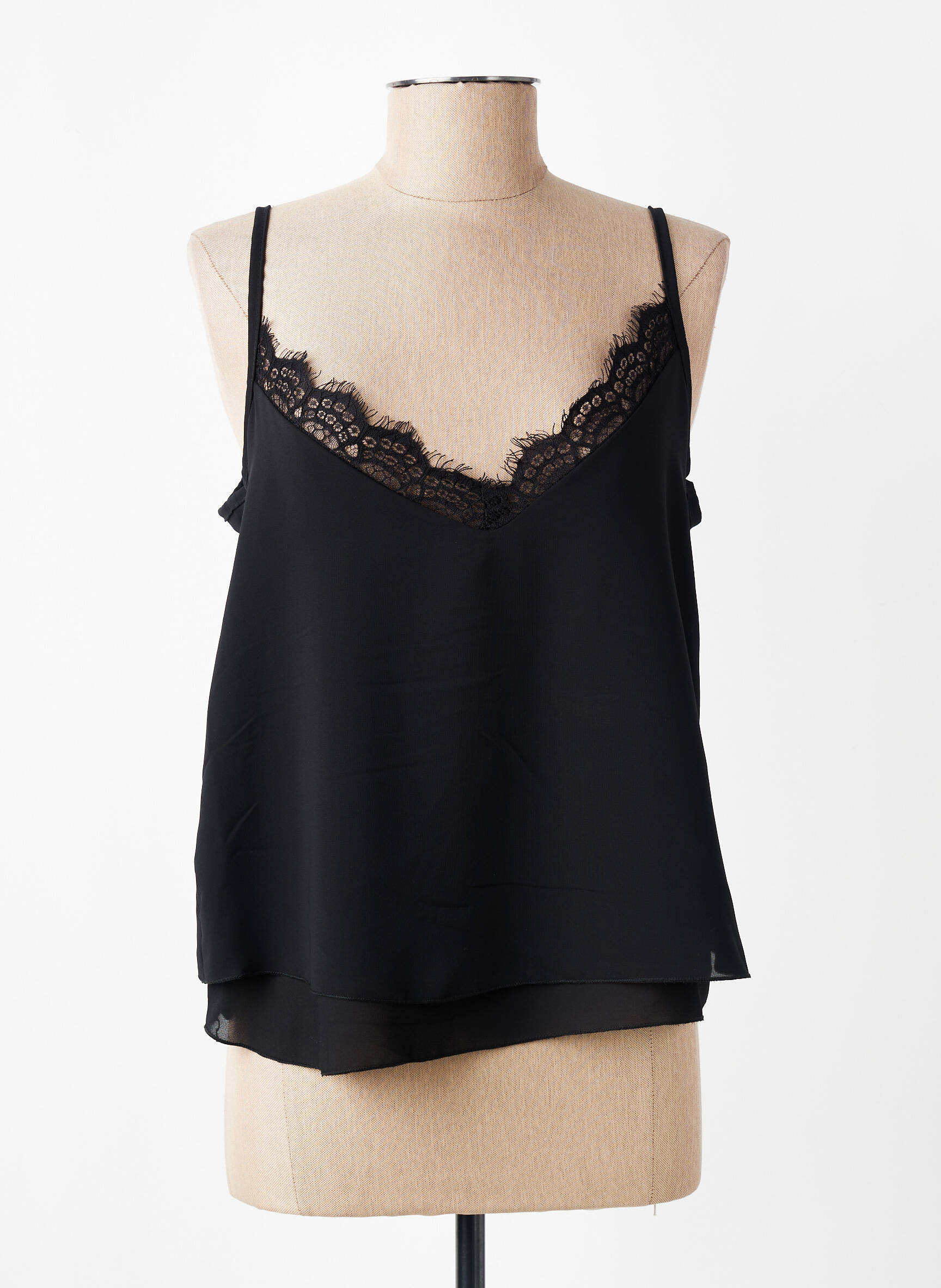 Top manches bretelles ajustables fines bretelles noir RINASCIMENTO femme