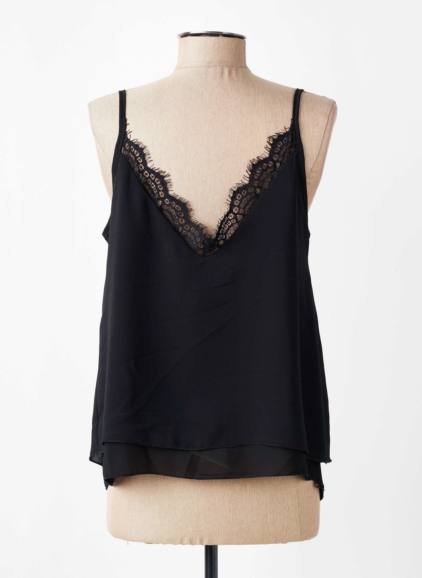 Top manches bretelles ajustables fines bretelles noir RINASCIMENTO femme