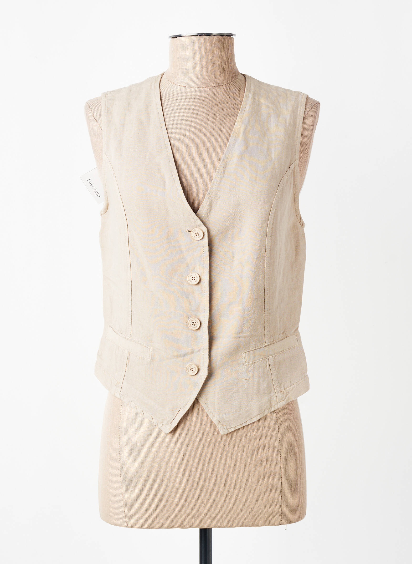 Gilet sans manche poches beige PAKO LITTO femme