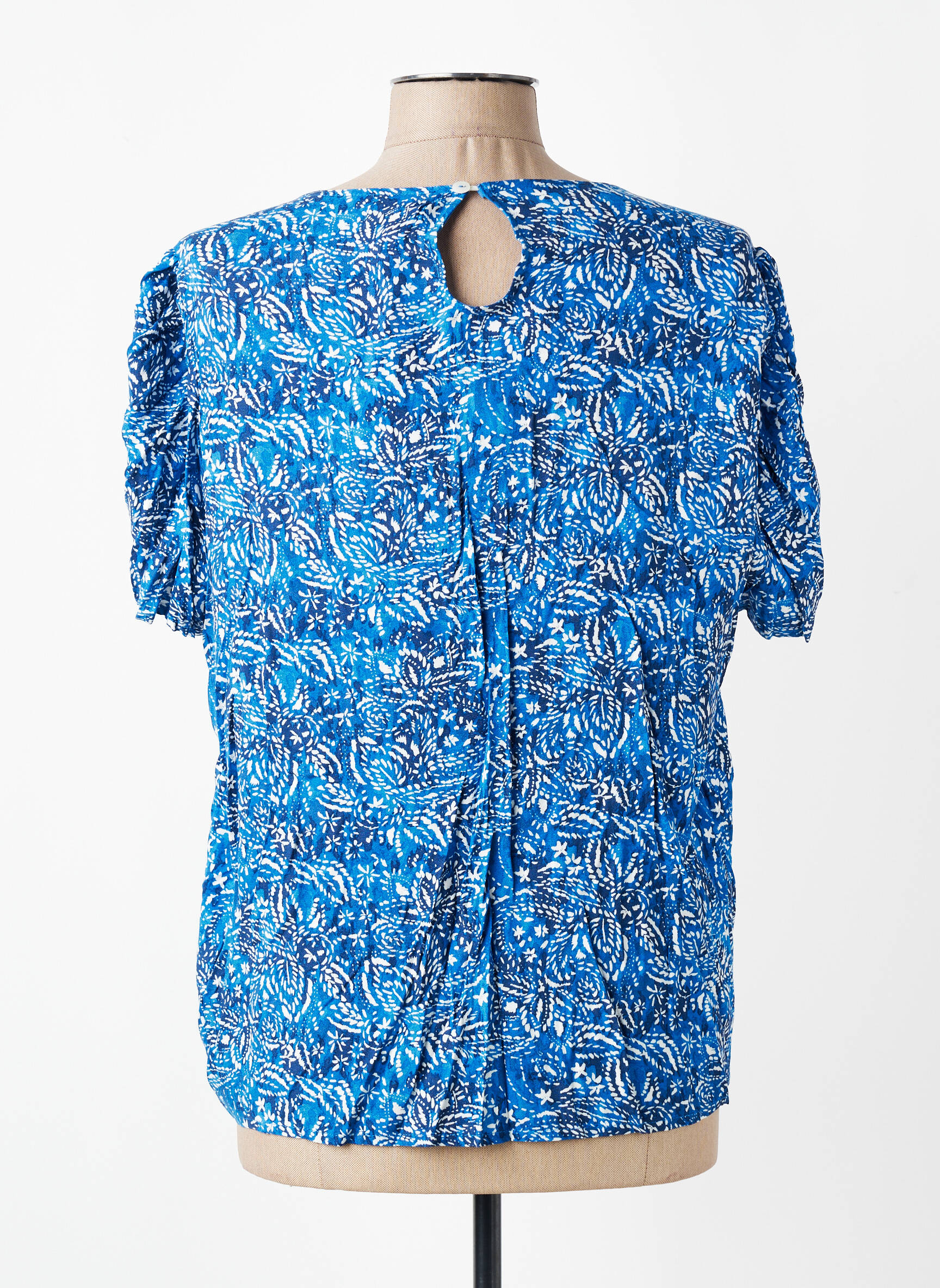 Blouse tissage popeline manches courtes bleu LOLA ESPELETA femme