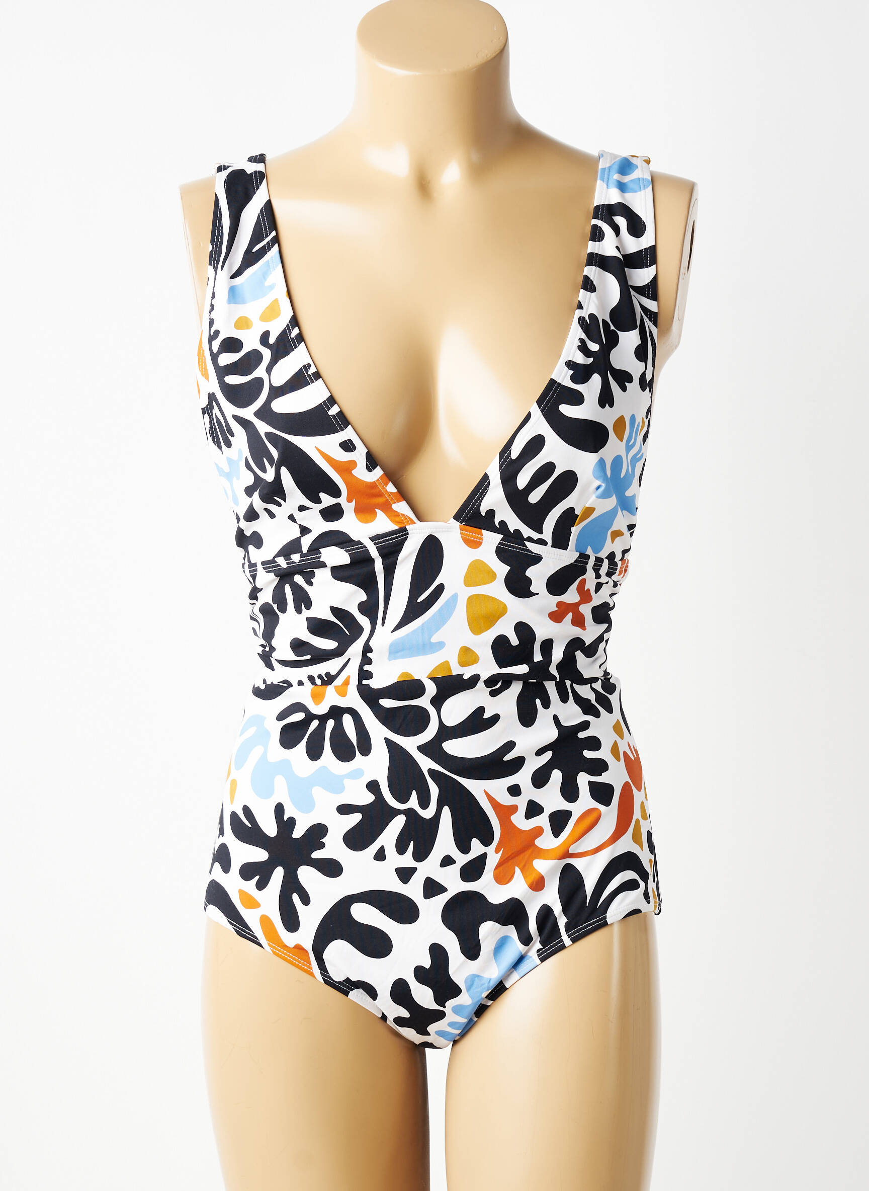 Maillot de bain 1 pièce imprimé fantaisie noir SUNCOO femme