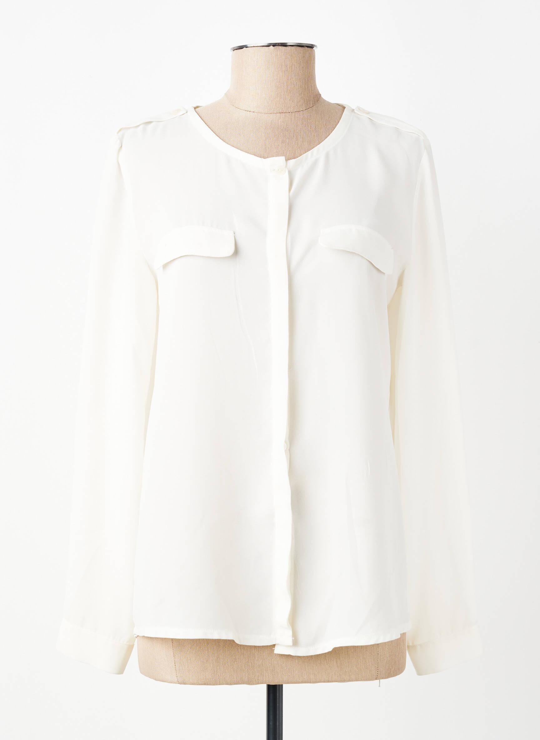 Chemisier tissage crêpe manches longues beige VIRGINIA HILL femme