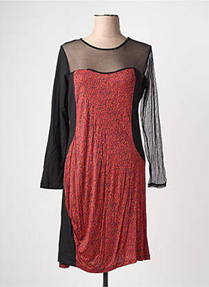 Robe mi-longue manches longues manches longues orange BAMBOO'S femme