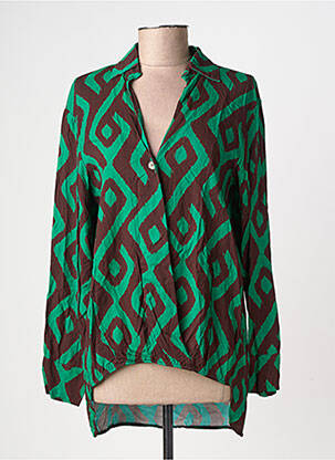 Chemisier imprimé fantaisie manches longues vert CECILE WANG femme