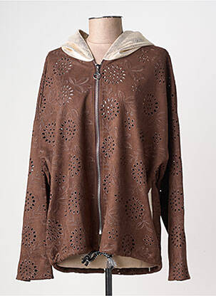 Veste casual tissage suedine marron VALERIA MODA femme