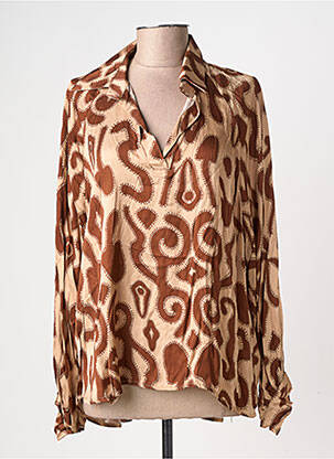 Blouse imprimé fantaisie manches longues beige CECILE WANG femme
