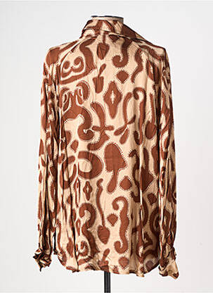Blouse imprimé fantaisie manches longues beige CECILE WANG femme