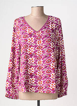 Blouse tissage popeline manches longues violet SARAH JOHN femme
