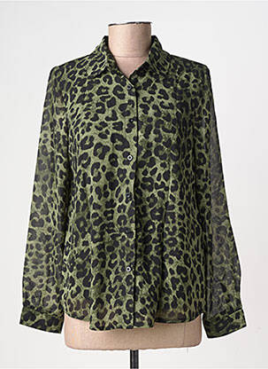 Chemisier tissage crêpe manches longues vert LILIE ROSE femme