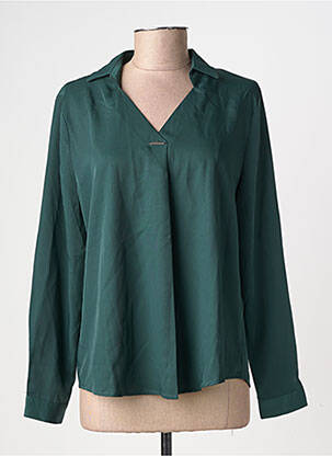 Blouse poignets boutonnés avec fente manches longues vert A BELLE BY J.E CREATION femme