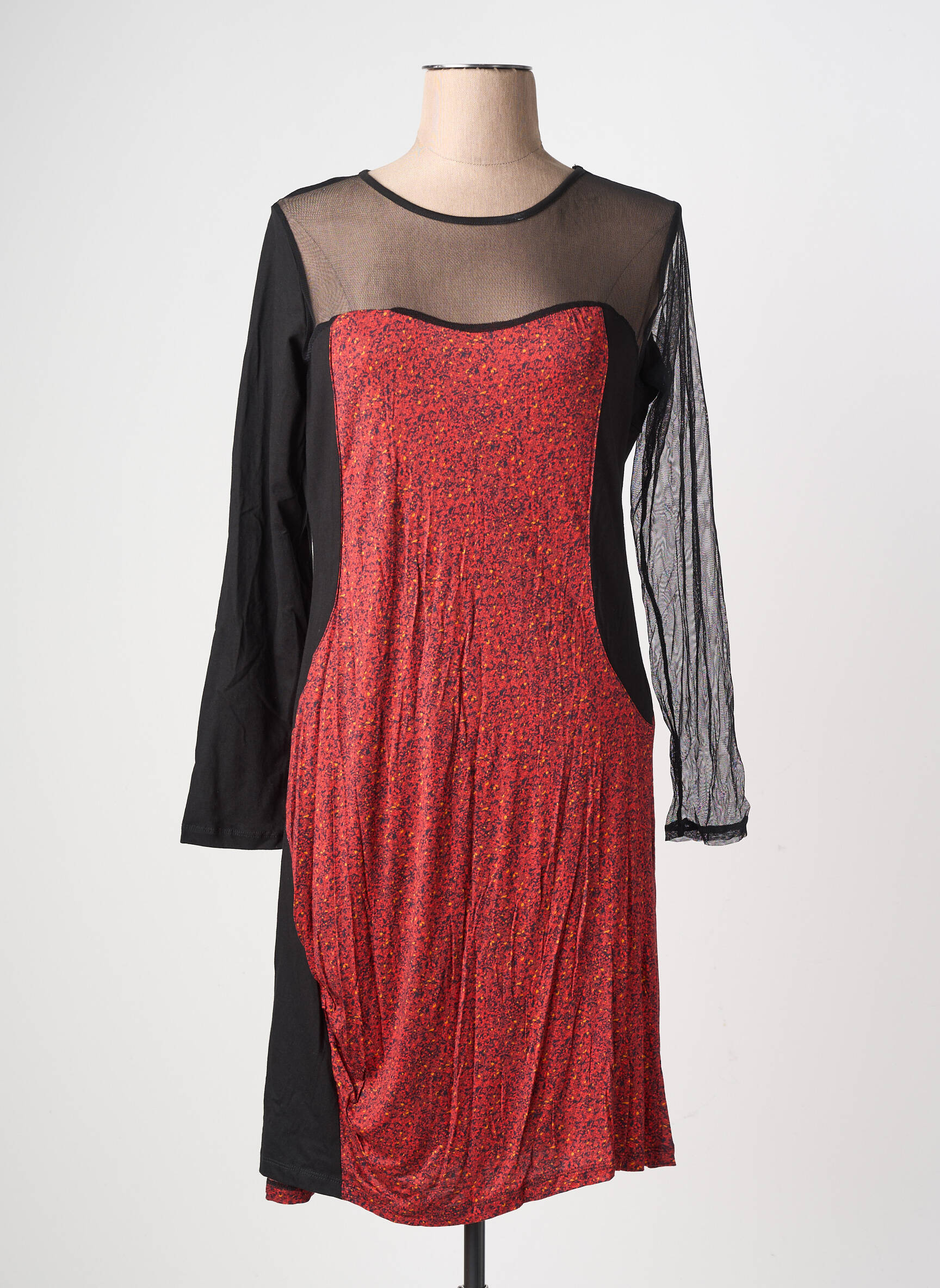 Robe mi-longue manches longues manches longues orange BAMBOO'S femme